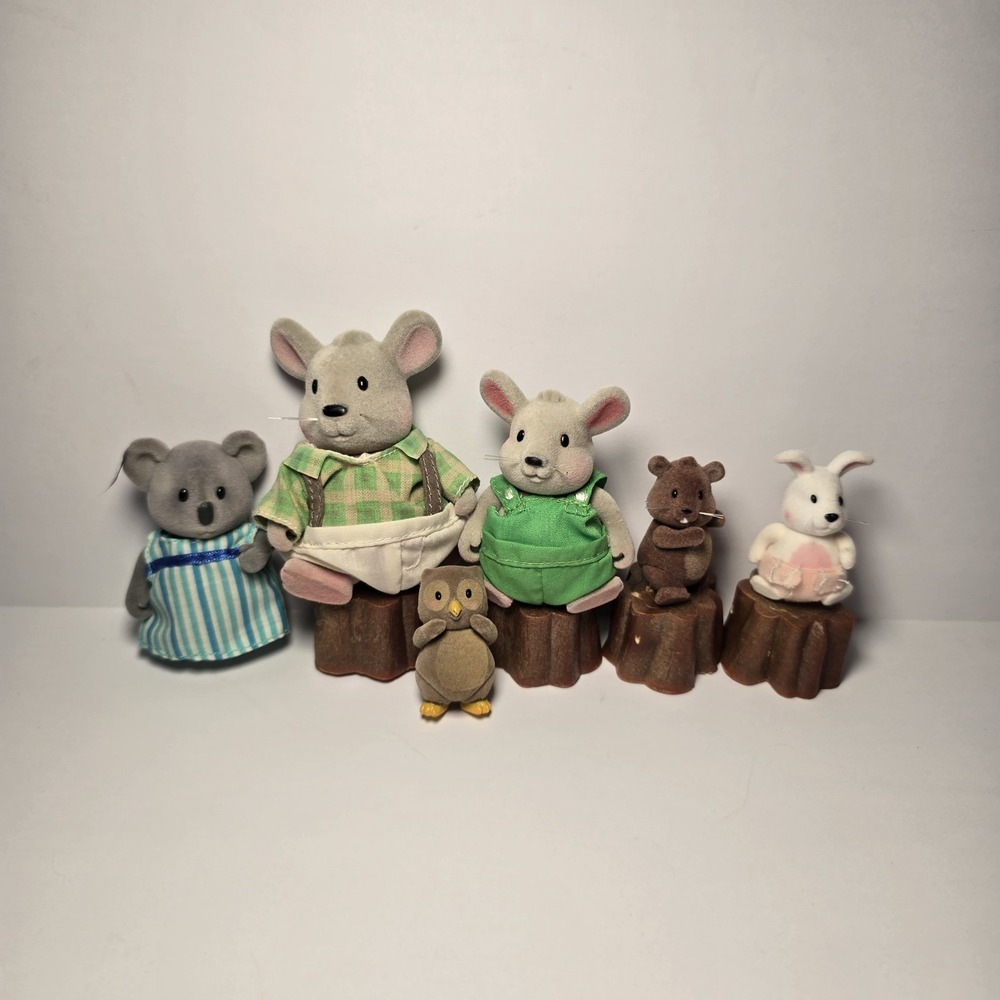 Lil Woodzeez Lot of Figures 6 Mice Koala Bear Beaver rabbit Owl GUC Toy Animals